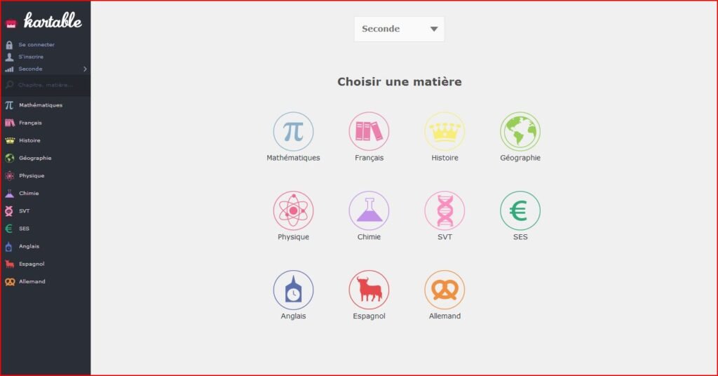 kartable mati&egrave;res